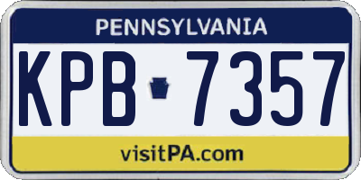 PA license plate KPB7357