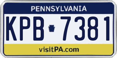 PA license plate KPB7381