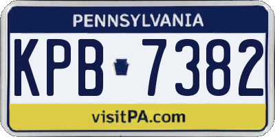 PA license plate KPB7382