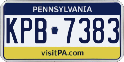 PA license plate KPB7383