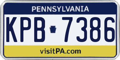 PA license plate KPB7386