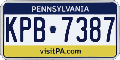 PA license plate KPB7387