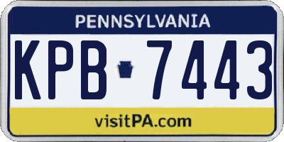 PA license plate KPB7443