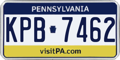 PA license plate KPB7462