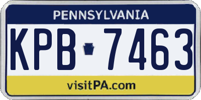 PA license plate KPB7463