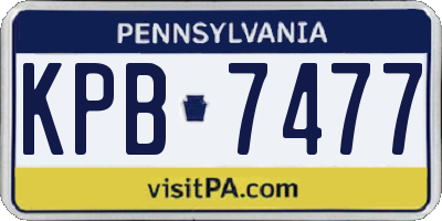 PA license plate KPB7477