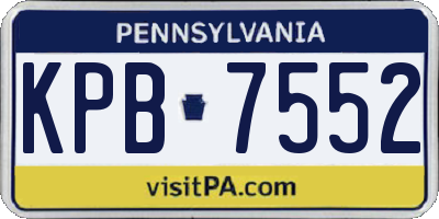 PA license plate KPB7552