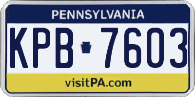 PA license plate KPB7603