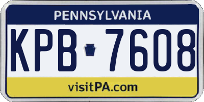 PA license plate KPB7608