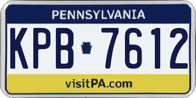 PA license plate KPB7612