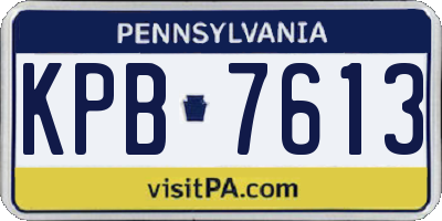 PA license plate KPB7613