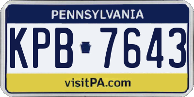 PA license plate KPB7643
