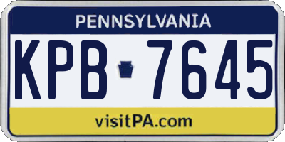 PA license plate KPB7645