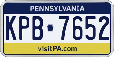 PA license plate KPB7652