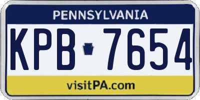 PA license plate KPB7654