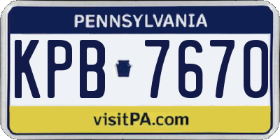 PA license plate KPB7670