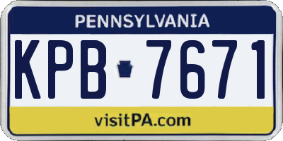 PA license plate KPB7671
