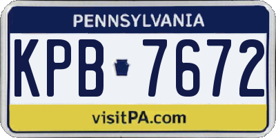 PA license plate KPB7672