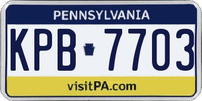 PA license plate KPB7703