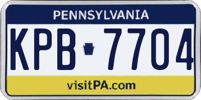 PA license plate KPB7704