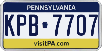 PA license plate KPB7707