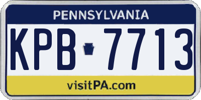 PA license plate KPB7713