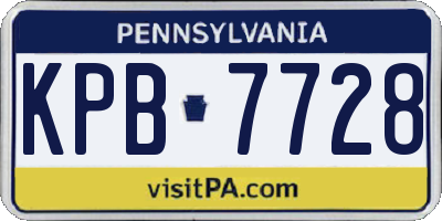 PA license plate KPB7728
