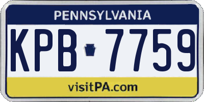 PA license plate KPB7759
