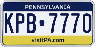 PA license plate KPB7770