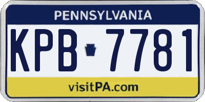 PA license plate KPB7781