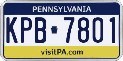 PA license plate KPB7801
