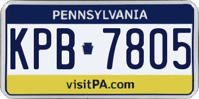 PA license plate KPB7805
