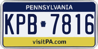 PA license plate KPB7816