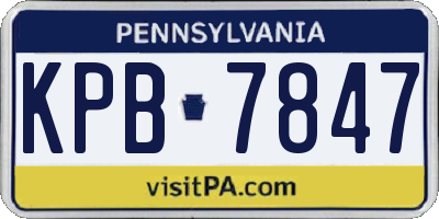 PA license plate KPB7847