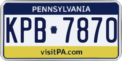 PA license plate KPB7870