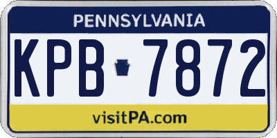 PA license plate KPB7872