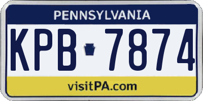 PA license plate KPB7874