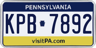 PA license plate KPB7892