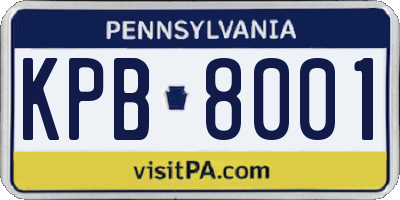 PA license plate KPB8001