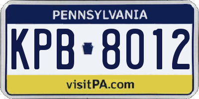 PA license plate KPB8012