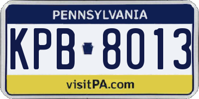 PA license plate KPB8013