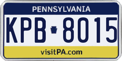 PA license plate KPB8015