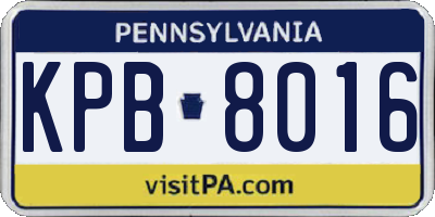 PA license plate KPB8016