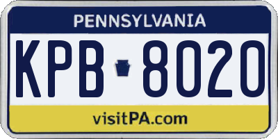 PA license plate KPB8020