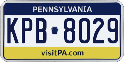 PA license plate KPB8029
