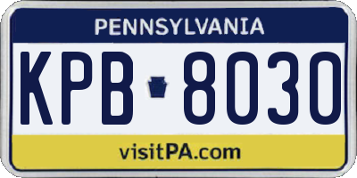 PA license plate KPB8030