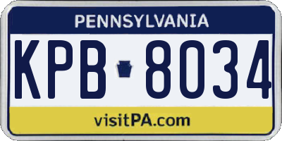 PA license plate KPB8034