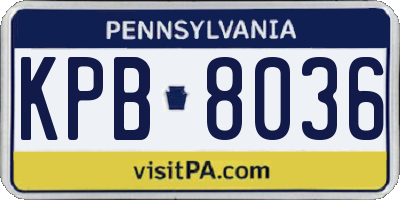PA license plate KPB8036