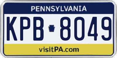 PA license plate KPB8049