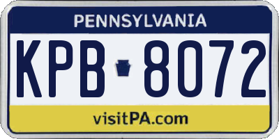 PA license plate KPB8072